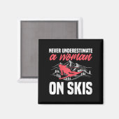 Womens Ski Funny Skiing Never Underestimate A Woma Magneet (Voorkant / Achterkant)