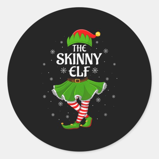Womens Skinny Elf Christmas Family Girls Women Elf Ronde Sticker (Voorkant)
