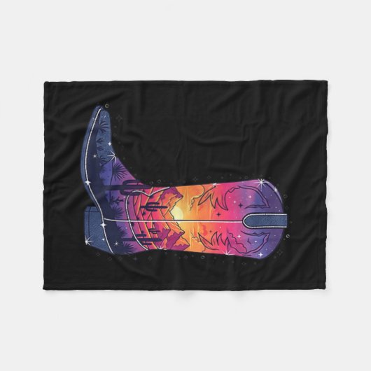 Womens Sky Cowgirl Boot Desert Sunset Dreamers Boh Fleece Deken (Voorkant (Horizontaal))