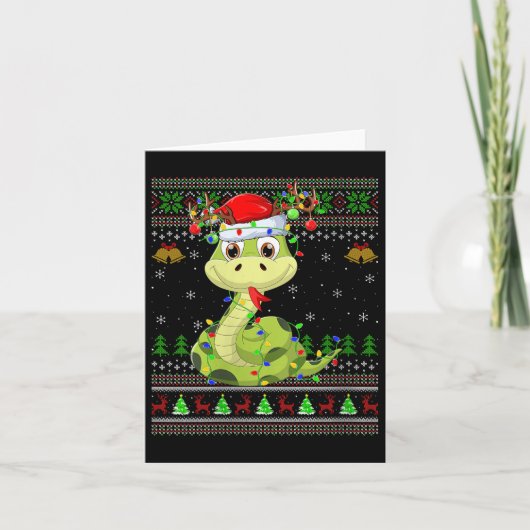 Womens Snake Ugly Christmas Sweaters Reindeer Sant Kaart (Voorkant)