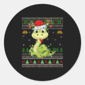 Womens Snake Ugly Christmas Sweaters Reindeer Sant Ronde Sticker (Voorkant)