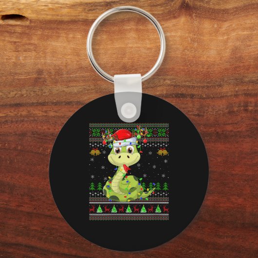 Womens Snake Ugly Christmas Sweaters Reindeer Sant Sleutelhanger (Voorkant)