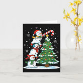 Womens Snowman Candy Cane Christmas Tree Winter Fu Kaart (Gele Bloem)