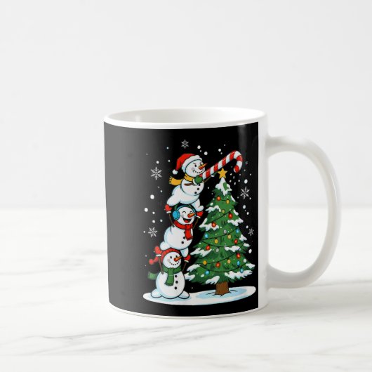 Womens Snowman Candy Cane Christmas Tree Winter Fu Koffiemok (Rechts)