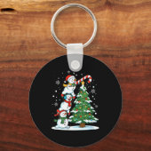 Womens Snowman Candy Cane Christmas Tree Winter Fu Sleutelhanger (Voorkant)
