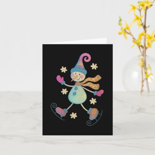 Womens Snowman Christmas 2025 Family Matching Funn Kaart (Gele Bloem)