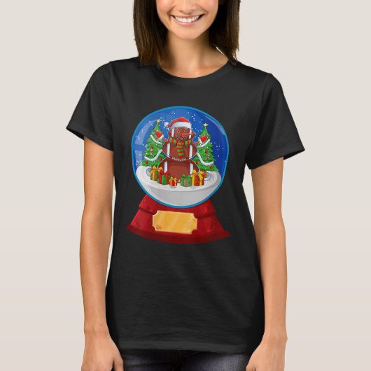 Womens Snowman Football Santa Hat Merry Christmas T-shirt (Voorkant)