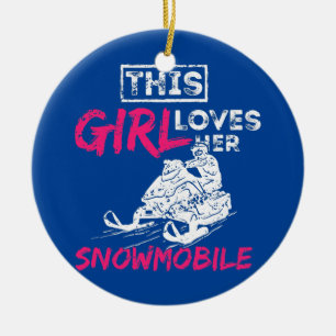 Womens Snowmobile Girl Keramisch Ornament