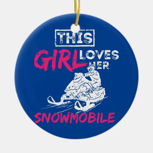 Womens Snowmobile Girl Keramisch Ornament (Voorkant)