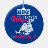 Womens Snowmobile Girl Keramisch Ornament (Achterkant)