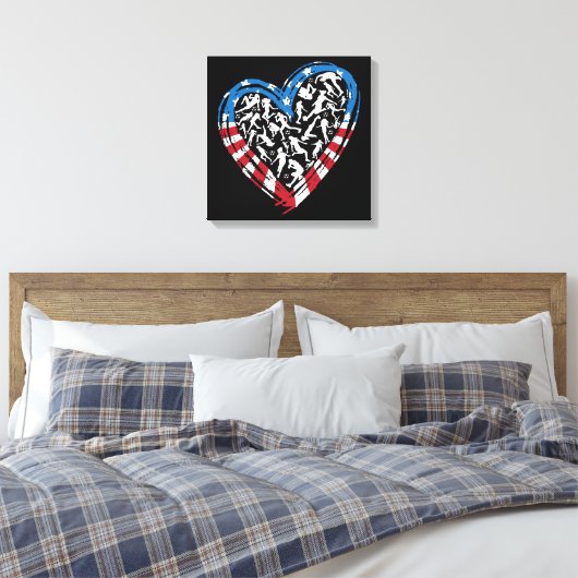 Women's Soccer Heart - Amerikaanse vlag Canvas Afdruk (Insitu (Slaapkamer))