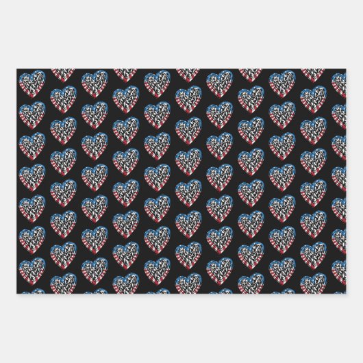 Women's Soccer Heart - Amerikaanse vlag Inpakpapier Vel (Voorkant 2)