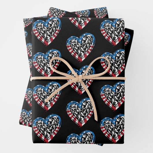 Women's Soccer Heart - Amerikaanse vlag Inpakpapier Vel (In situ)