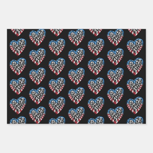 Women's Soccer Heart - Amerikaanse vlag Inpakpapier Vel (Voorkant)