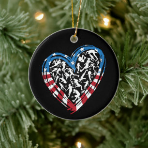 Women's Soccer Heart - Amerikaanse vlag Keramisch Ornament