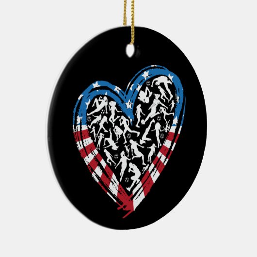 Women's Soccer Heart - Amerikaanse vlag Keramisch Ornament (Rechts)