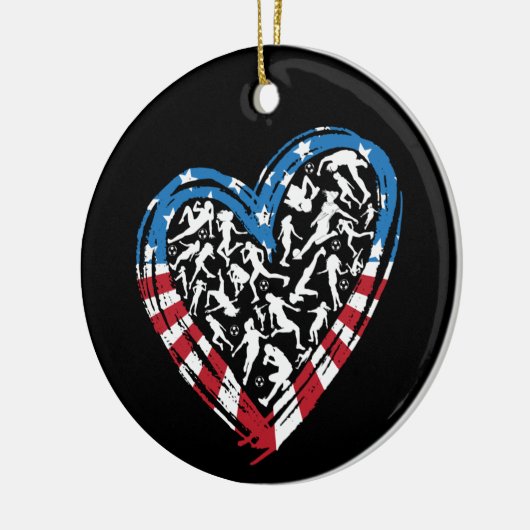 Women's Soccer Heart - Amerikaanse vlag Keramisch Ornament (Links)