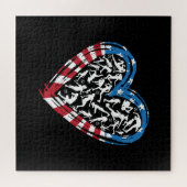 Women's Soccer Heart - Amerikaanse vlag Legpuzzel (Horizontaal)