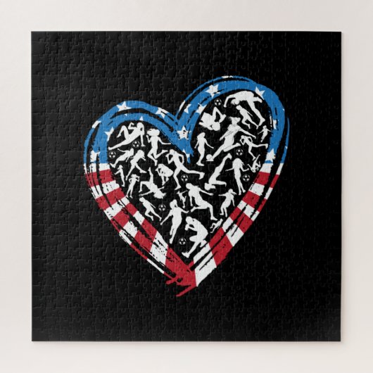 Women's Soccer Heart - Amerikaanse vlag Legpuzzel (Verticaal)