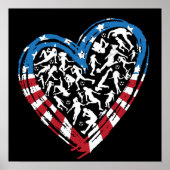 Women's Soccer Heart - Amerikaanse vlag Poster (Voorkant)