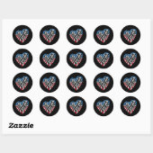 Women's Soccer Heart - Amerikaanse vlag Ronde Sticker (Vel)