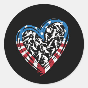 Women's Soccer Heart - Amerikaanse vlag Ronde Sticker