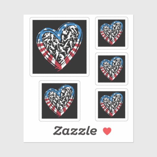 Women's Soccer Heart - Amerikaanse vlag Sticker (Vel)
