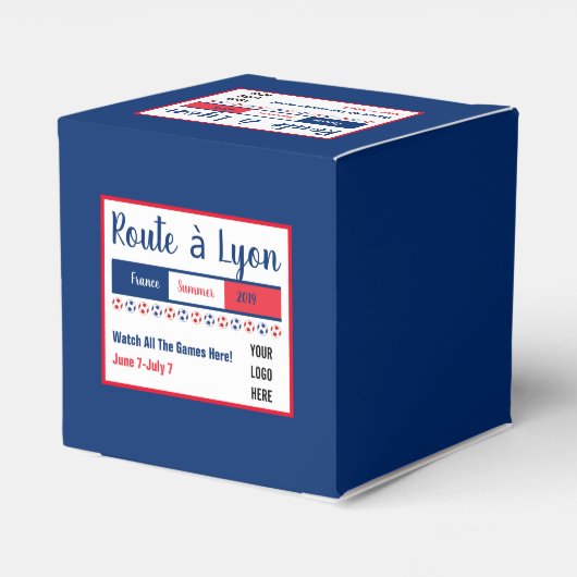 Women's Soccer Road naar Lyon World Party Logo Bedankdoosjes (Achterkant)
