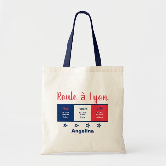 Women's Soccer Road to Lyon Merci France 2019 Vere Tote Bag (Voorkant)