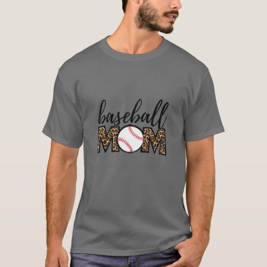 Womens Softball Baseball Mam Leopard T-shirt Moede (Voorkant)