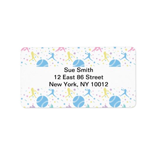 Womens Softball - Girly Baseball Silhouette Stars Etiket (Voorkant)