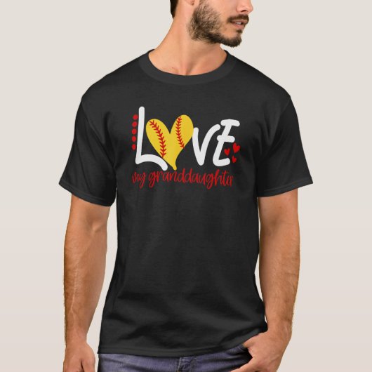 Womens Softball Love mijn kleindochter voor mannen T-shirt (Voorkant)
