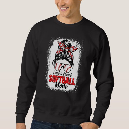 Womens Softball Mam Bun Loud en Pro Trui (Voorkant)