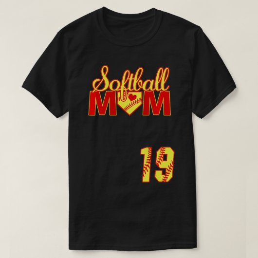 Womens Softball Mam Moederdag #19 Fastpitch Jer T-shirt (Design voorkant)
