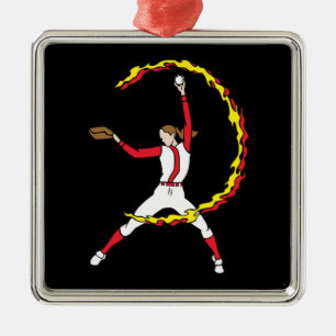 Womens Softball Pitcher Metalen Ornament
