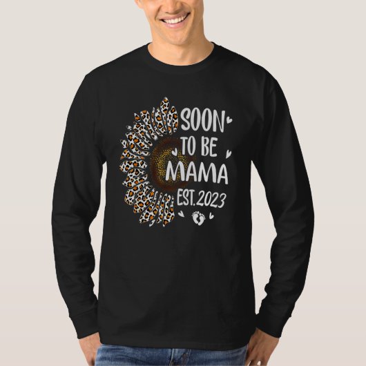 Womens Soon To Be Mama 2023 Flower Leopard Pregnan T-shirt (Voorkant)