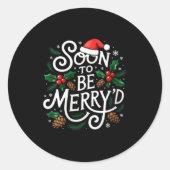 Womens Soon To Be Merry'd Christmas Engaged Fiance Ronde Sticker (Voorkant)