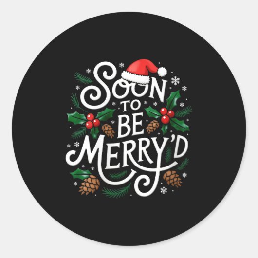 Womens Soon To Be Merry'd Christmas Engaged Fiance Ronde Sticker (Voorkant)