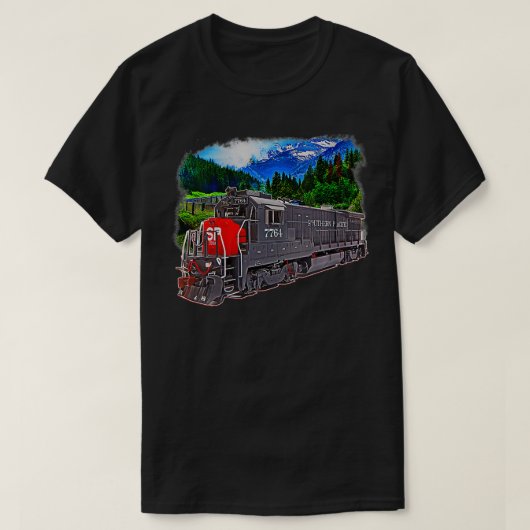 Womens Southern Pacific Engine Train VNeck T-shirt (Design voorkant)