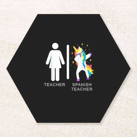Womens Spanish Teacher Unicorn Dabbing funny spani Kartonnen Onderzetters (Voorkant)