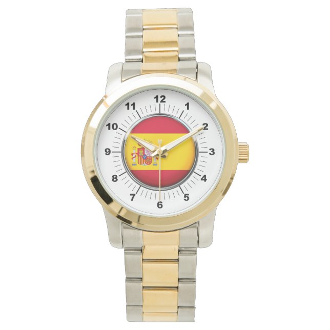 Women's Spanje vlag oversized tweekleurig horloge (Voorkant)