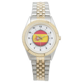 Women's Spanje vlag tweekleurige armband horloge