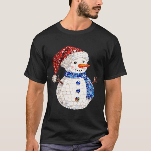 Womens Sparkly Rhinestone Snowman Pajamas Holiday  T-shirt (Voorkant)