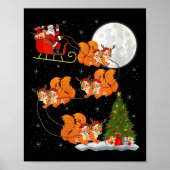 Womens Squirrel Santa Sleigh Flying Funny Magical Poster (Voorkant)