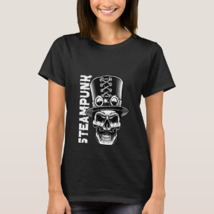 Womens Steampunk Skull Gentleman Retro kunst T-shirt