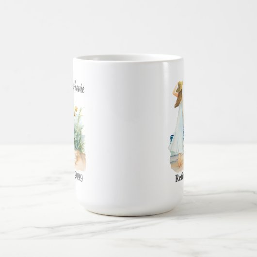 Womens Strand en Bloemen Thema Pensioen Koffiemok (Center)