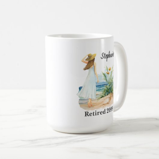 Womens Strand en Bloemen Thema Pensioen Koffiemok (Voorkant rechts)
