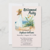 Womens Strand en Bloemen Thema Pensioen Party Kaart (Voorkant)