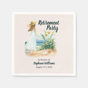 Womens Strand en Bloemen Thema Pensioen Party Servet