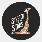 Womens Stretch Toward The Galaxy Sitive Yoga Giraf Ronde Sticker (Voorkant)